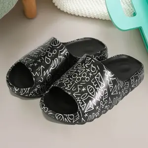 Lumubby Adult Slides Graffiti Pattern Non-slip Artistic Print Lightweight EVA Pool Beach Slippers for Men Women Indoor Outdoor Comfortable Support