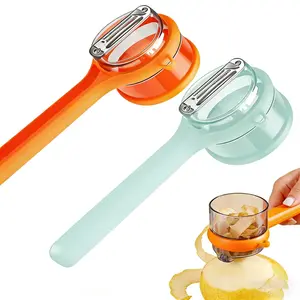 Upgraded Fruit & Veggie Peeler with Collector Box | Durable Stainless Steel Dual Blades | Keeps Countertops Clean and Organized