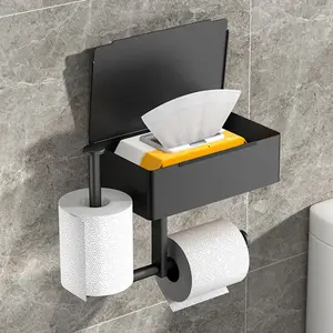 Durable Wall-Mounted Toilet Paper Holder, Easy to Install Self-Adhesive Bath Accessory, Modern Design for Bathroom Organization
