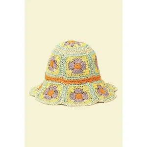 Packable crochet granny square bucket hat