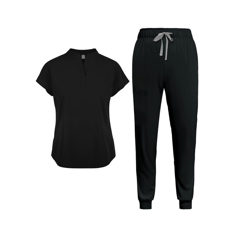 Scrubs Set for Women Nurse Uniform Jogger Suit Stretch Top & Pants with Multi Pocket for Nurse Esthetician Workwear Clothes Womenswear Fitted Minimalist Women's Workwear