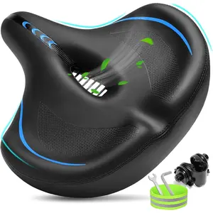 Seat for Men & Women Comfort, Extra Wide Bicycle Seat Cushion, Comfortable Soft Padded, Large Replacement Saddle for Peloton, Stationary Exercise , Cruiser, City , Ebike