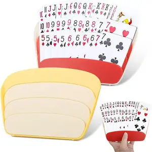 2pcs Card Holders for Playing Cards with Tabletop Stand - Little Hands Card Holder for Kids and Adults, UNO Pinochle Playing Cards (Red&Yellow-05)