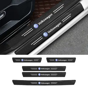 Universal Carbon Fiber Leather Protective Strip, 1/4/5pcs Trunk Bumper Guard, Door Sill Scratch Protection, Fits Volkswagen Vw Models, Car Accessories