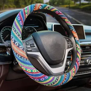 Boho Steering Wheel Covers for Women Cloth Bohemian Universal 15 inch Baja Blanket Enthic