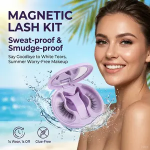 Magnetic Lash Kit - Sweat-proof & Smudge-proof Ultra-Lightweight Micro-Magnet Technology for Flawless 3-Second Application Reusable Waterproof Eyelashes mixed length individual false eyelash thin band cosplay love  your  z  collection