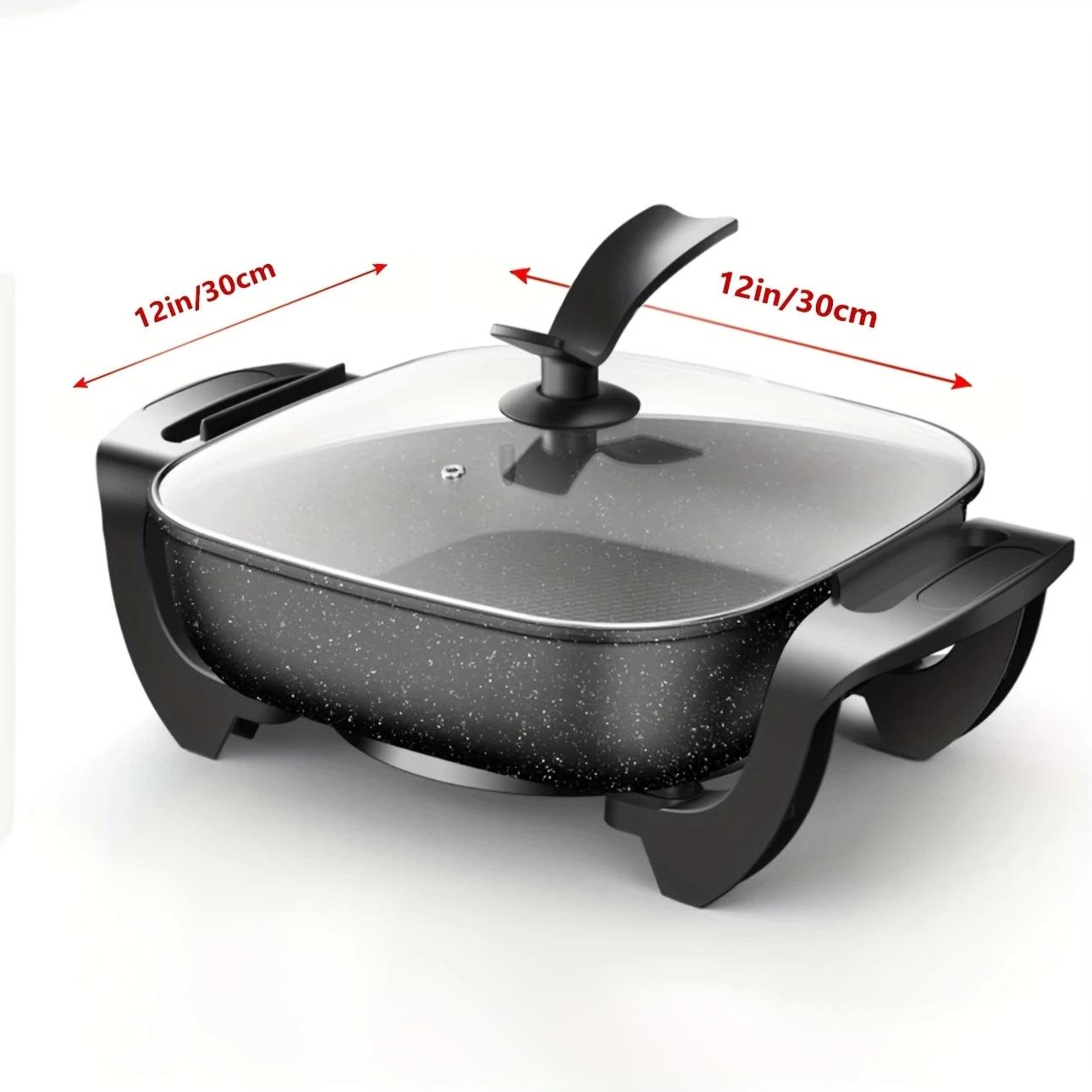 Multi-Functional Electric Skillet & Grill 4cm Extra Deep Non-Stick Surface Easy to Clean Perfect for Breakfast Pancakes Eggs Daily Cooking