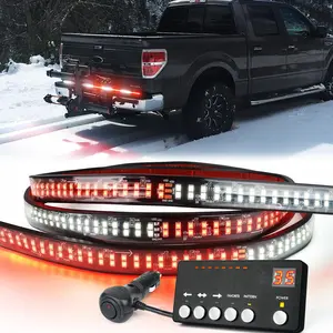 DIBMS 49" Inch Strobe Light Strips, Back Window | Tailgate White Red Warning Emergency Flashing Firefighter Double Row LED Strip Flexible Lights Bar w/Controller for Fire Trucks POV Vehicles - 1PC cars accessories car stuff