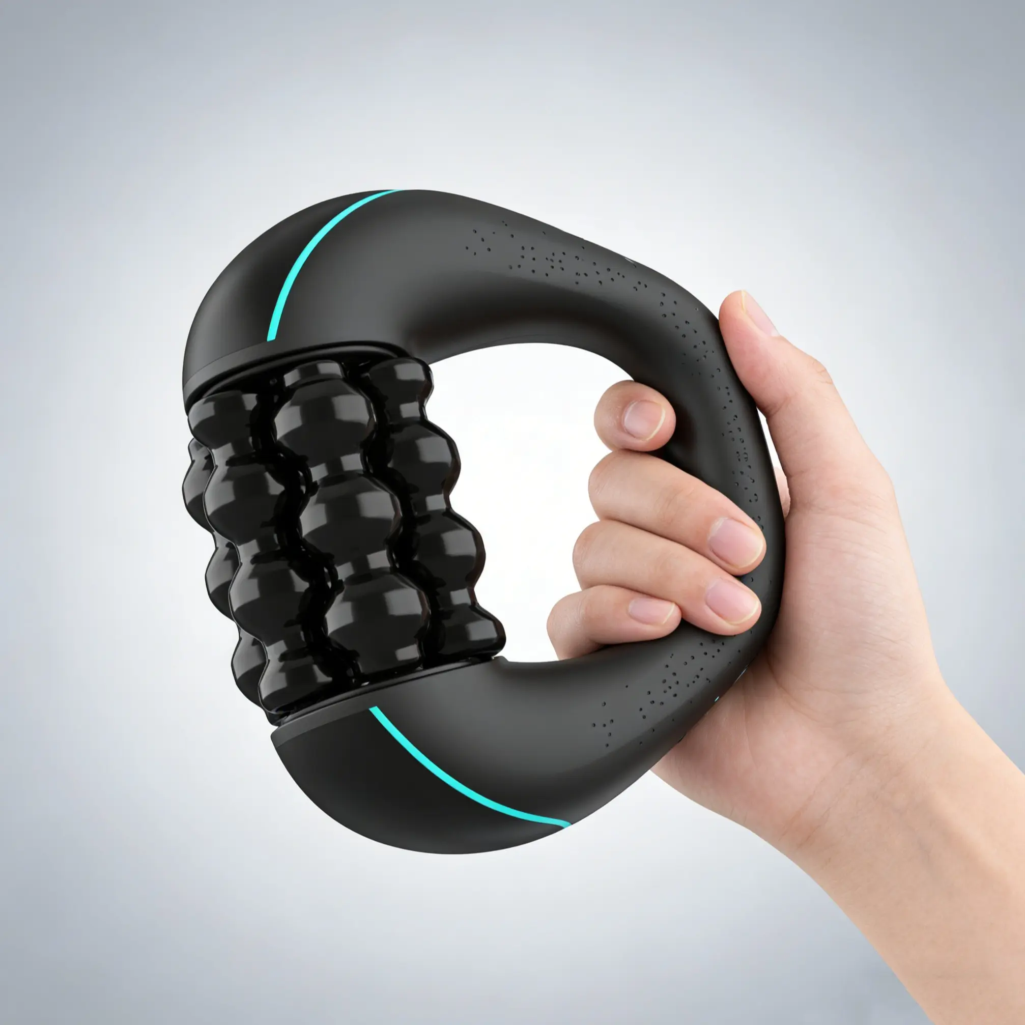 USB rechargeable handheld roller massage device for relaxing body muscles, roller fascial massage instrument with silicone balls for rolling and tapping, leg massage rod for relaxation of muscle pain and recovery promotion, Usb Rechargeable Massagers