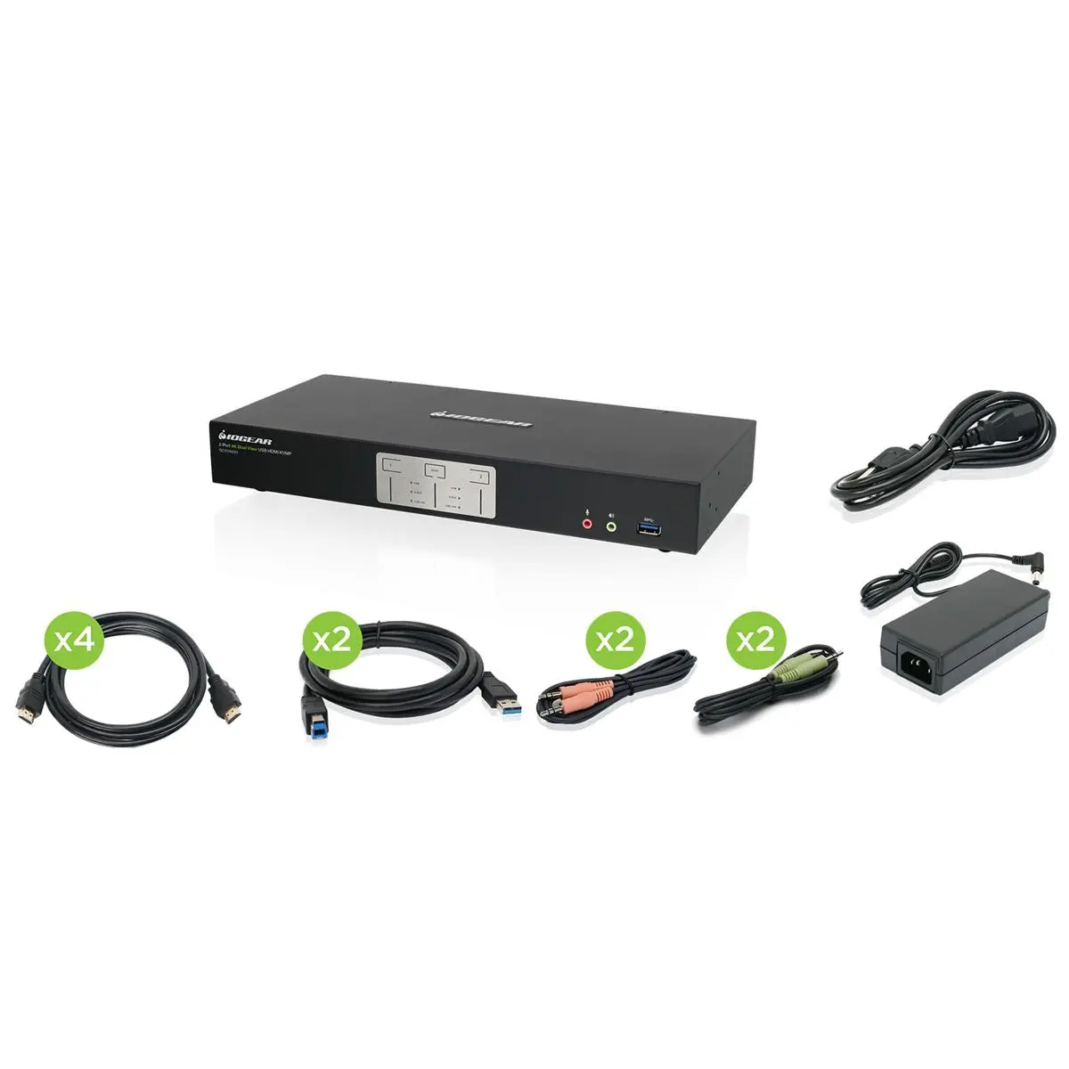 IOGEAR 2-Port 4K Dual View KVMP Switch with HDMI Connection, USB 3.0 Hub and Audio, TAA