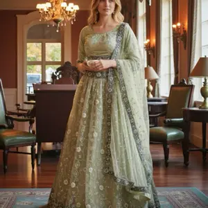 Lehnga choli in green shade