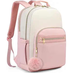 Laptop Backpack for Women Travel: Cute 15.6 inch College Bookbag Casual Daypack Work  Backpack for Women Nurse Teacher Beige-