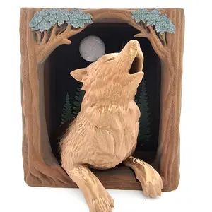 Prospect 3D - 3D Printed Wolf & Stag Book Nook – Forest Fantasy Shelf Insert | Book Nook Centra