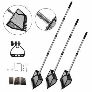 10" Large Chicken Poop Scooper & Rake 2-in-1 MetalLitter Shovel with Adjustable 29-56" Stainless SteelHandle, Heavy Duty Sifting Tool for Chicken CoopCleaning, Farm, and Pet Waste Removal