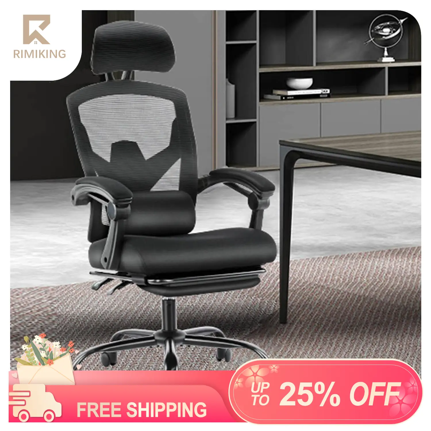 RIMIKING Ergonomic Office Chair with Adjustable Features,All-Day Support,Personalized Comfort,Ergonomic Design,Dimension & Weight Capacity,Durable Bui