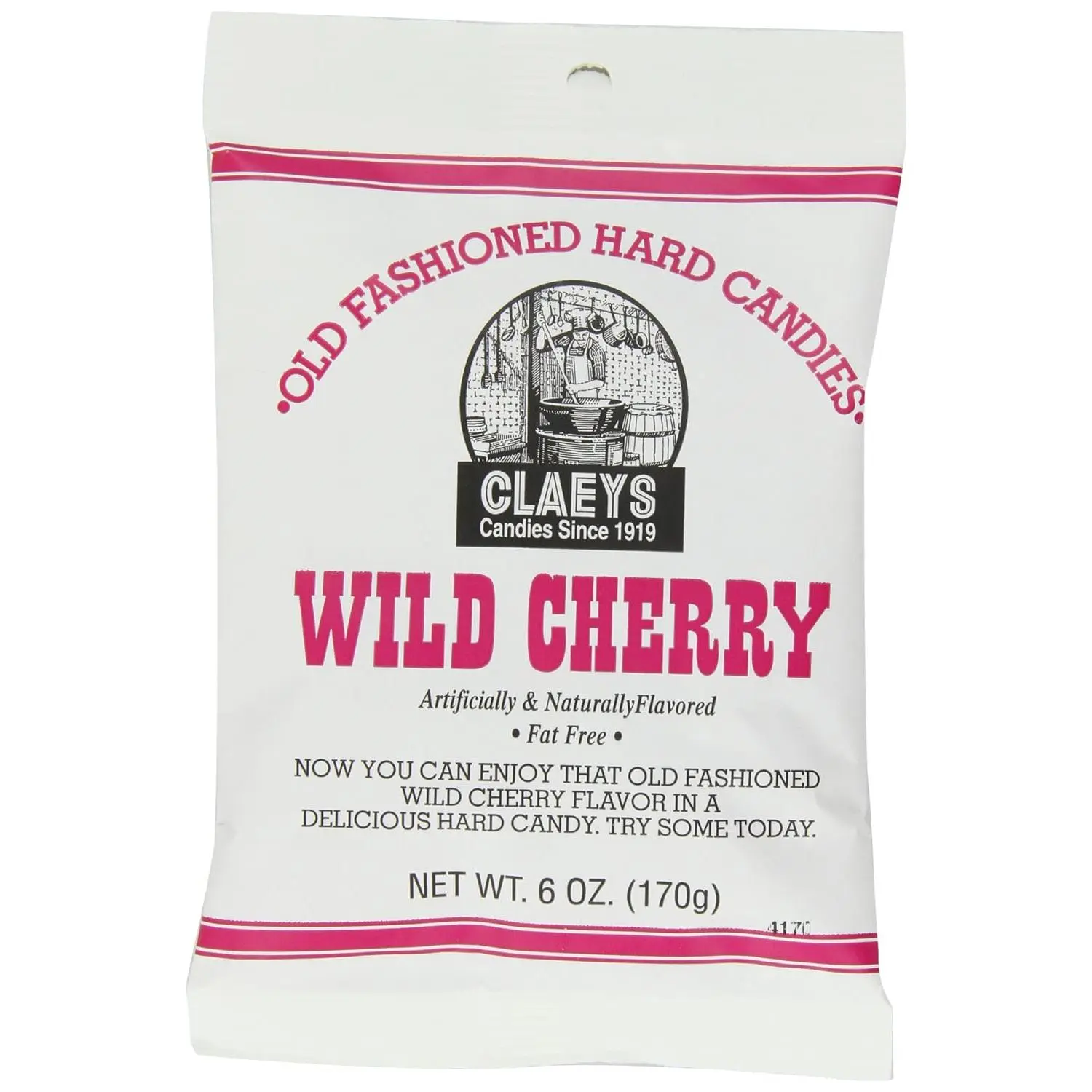 Claey's Wild Cherry Drops Candy 6 OZ, Classic Wild Cherry Flavored Hard Candy, Sweet Cherry Drops, Old Fashioned Fruit Candy, Single Bag
