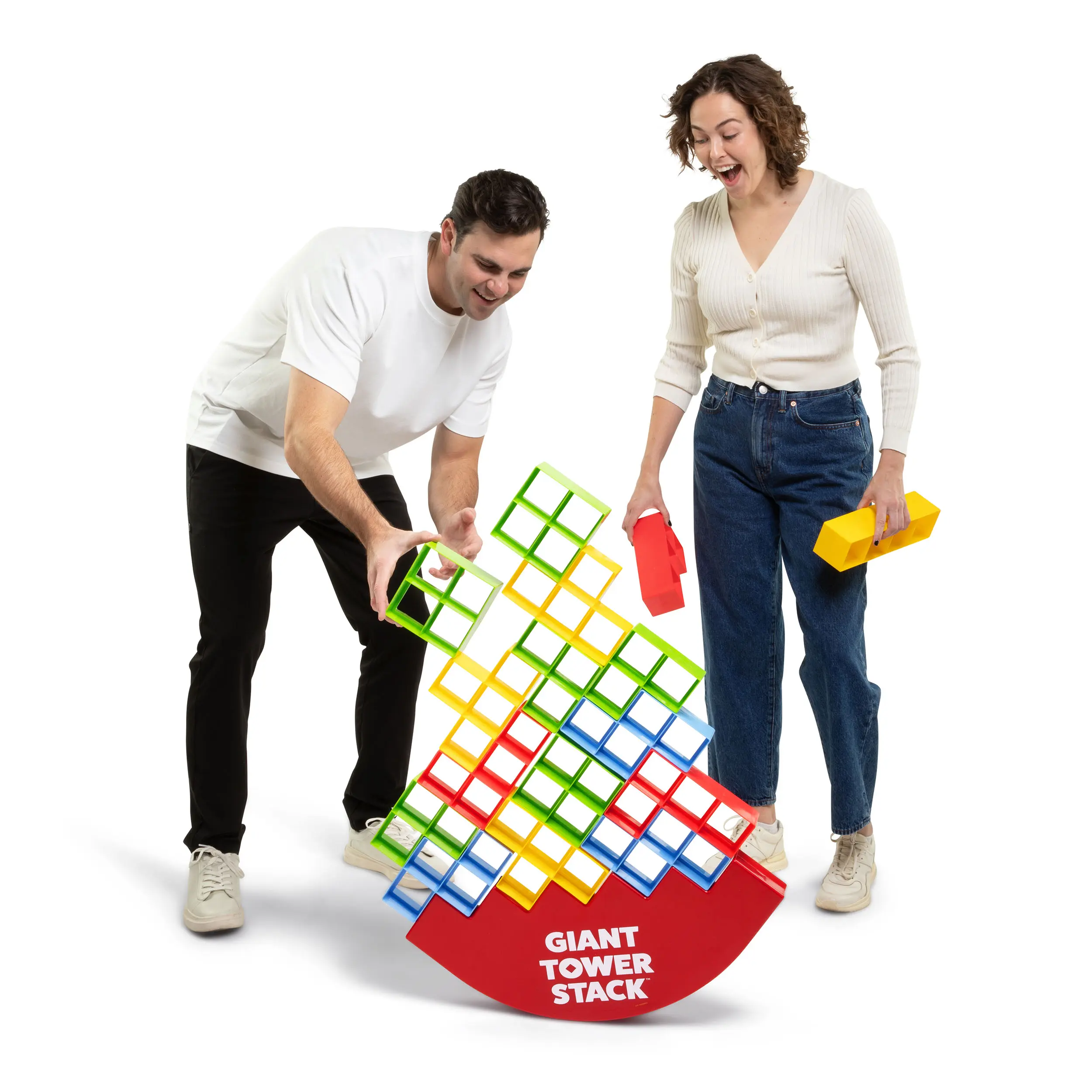 Giant Tower Stack by Relatable, The Jumbo Block Game Where you Balance Building Blocks - Ultimate Outdoor Games, Yard Games For Adults, & Family Games Challenge - Ages 8+, Includes Storage Bag