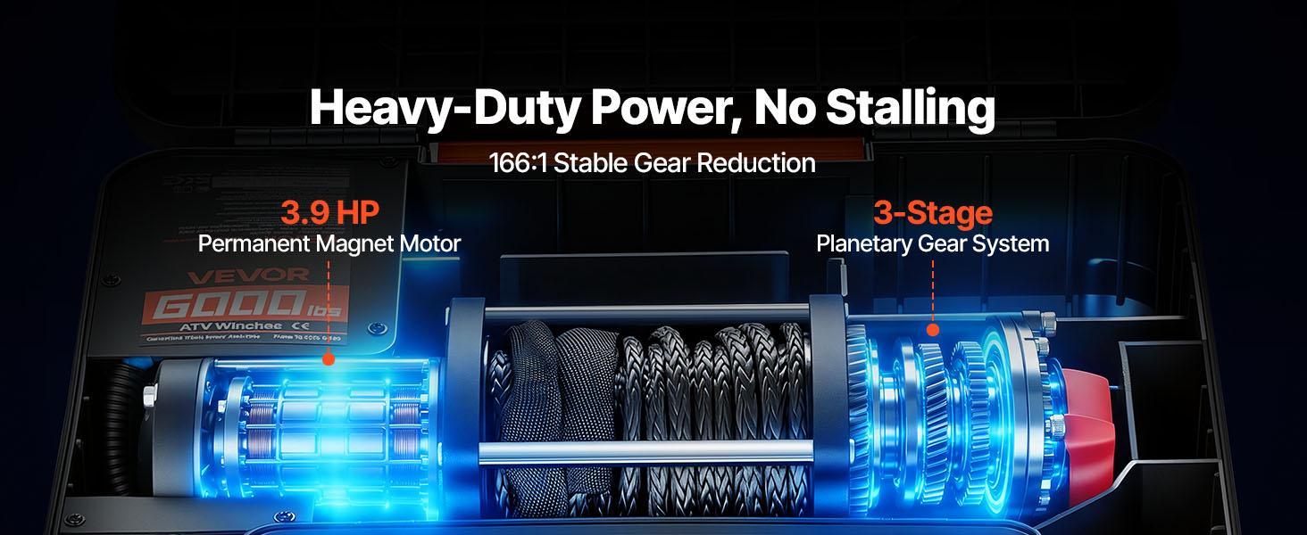 【Summerfinds】VEVOR Portable Winch, 6000 lbs/4500lbs/3500lbs  12V DC Electric Winch with Synthetic Rope, Wireless & Wired Remotes, Box-Style Recovery Kit with Fairlead, Clevis Hook, Strap for ATV UTV Off-Road Outdoor Pulling Tasks