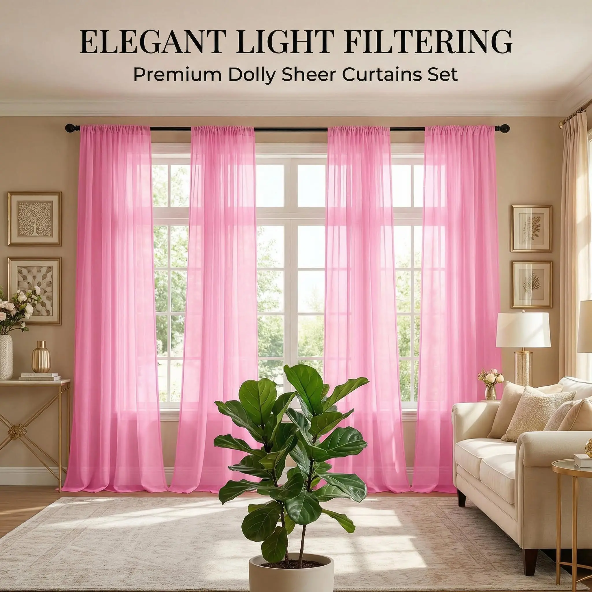 Solid Color 4-Piece Polyester Rod Pocket Curtains, 34x84 in Full Dolly Fabric Drapes - Soft, Lightweight, Breathable for Home Bedroom Decor, Boho Vibe Indoor Spaces FT2630 Transparent