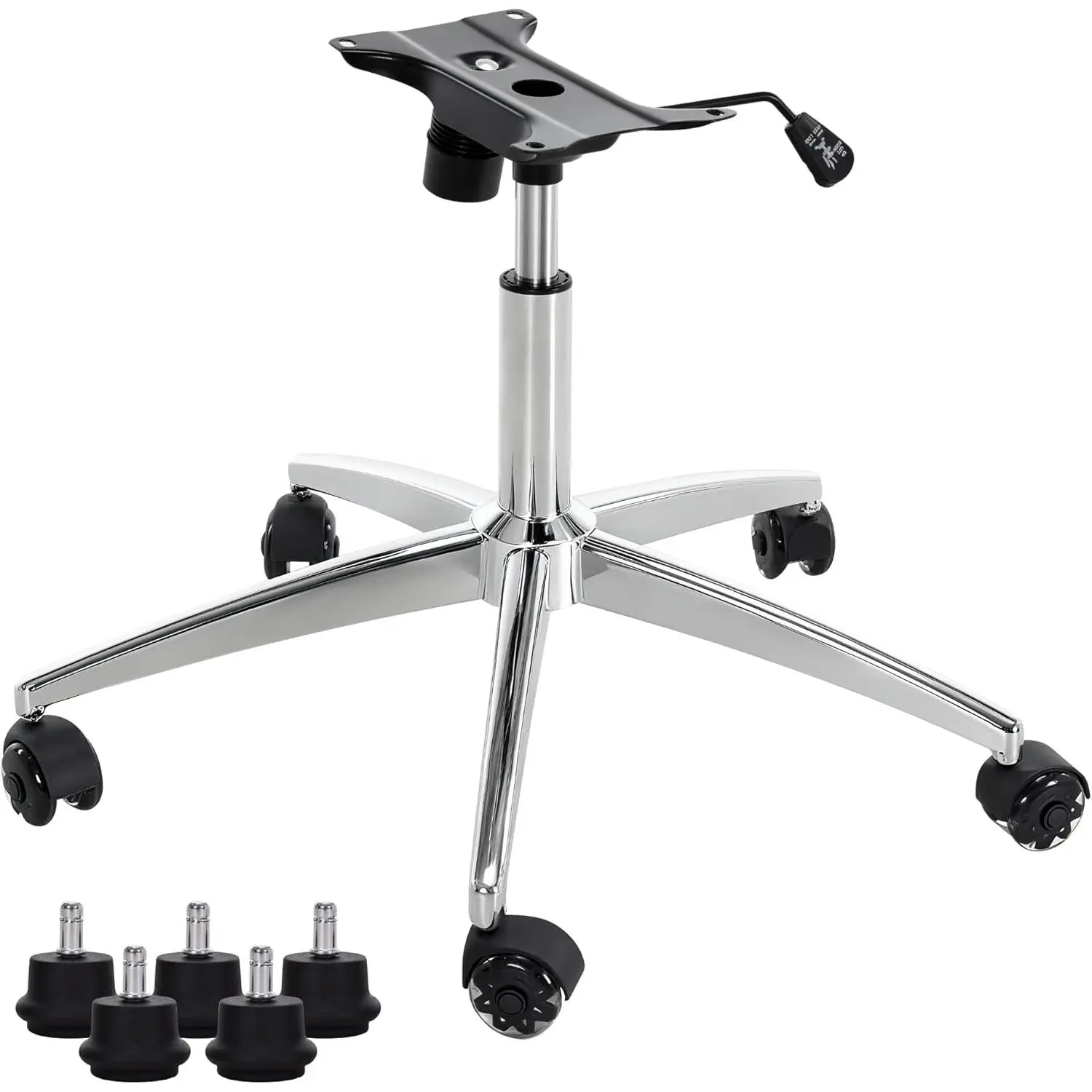 Heavy Duty Gaming Office Chair Metal Base Set Replace Part with Bottom Plate Stand Cylinder, 5 Wheels Bell Glides Replacement ()