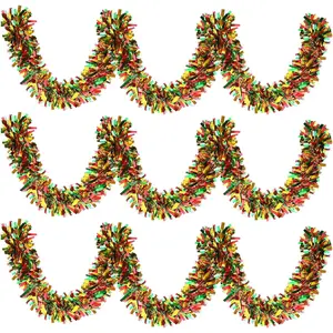 Christmas Metallic Tinsel Twist Garlands, Red and Green Metallic Tinsel Garland Christmas Tree Decorations for Xmas Holiday Party Fireplace Stair Railing Mantel  Decor, 3 count 19.7 FT