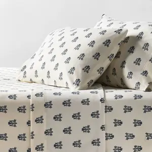 Full Ultra Soft Flannel Sheet Set Blue Woodblock - Threshold Full Ultra Soft Flannel Sheet Set Blue Woodblock - Threshold