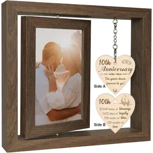 10 Year Anniversary Picture Frame Gifts for Him Wife, 10th Wedding Anniversary Photo Frame Gifts for Her Couples, Display 2 4x6 Inch