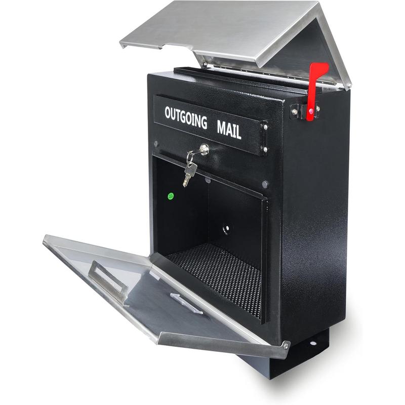 D23-H - Stainless Steel Mailbox for Walls, Heavy Duty Wall Mounted Mailbox with Newspaper Holder - 14.25'' x 6'' x 17.25'' Silver Rust Proof Steel Dropbox