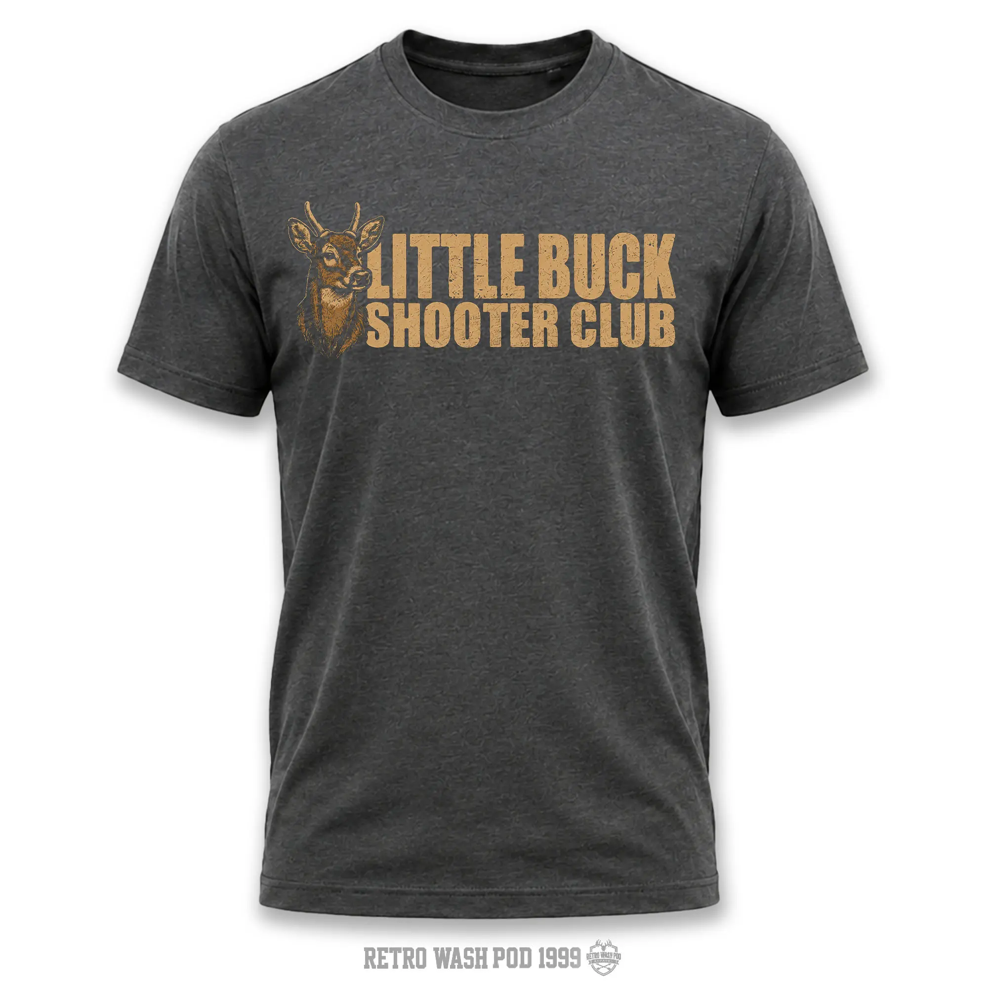 "Little Buck Shooter Club" Men's Shirt, Hunting T-shirt, Crew Bowhunting Shirt, Deer Skull Archery Tee, Archery Tactical Gear, Unisex Short Sleeve Casual 100%, Outdoor Gift For Men, Made In USA.