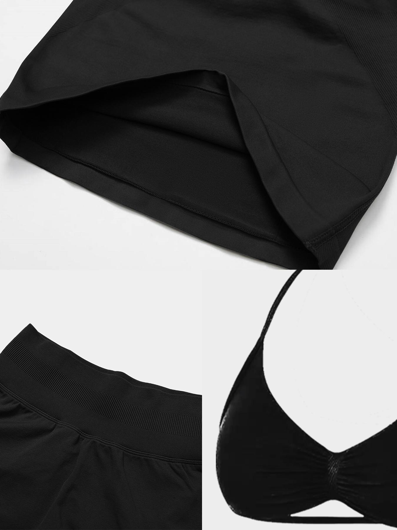 Women'S Halter Top + Sports Bra + High Waist Tight Pants 3 Piece Set, Detachable Pads, Butt Lifting, Abdominal Support, Yoga Fitness Daily Wear