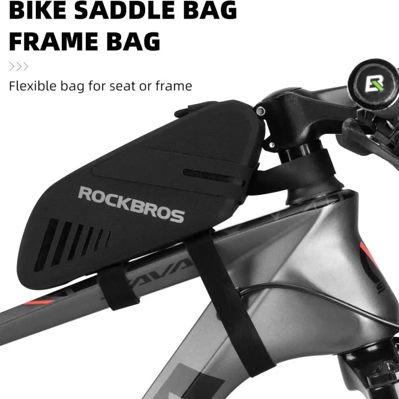 ROCKBROS Bike Bag, Waterproof 600D Polyester Top Tube and Saddle Pouch, Lightweight 0.6L Road Cycling Gear, Compact, Functional