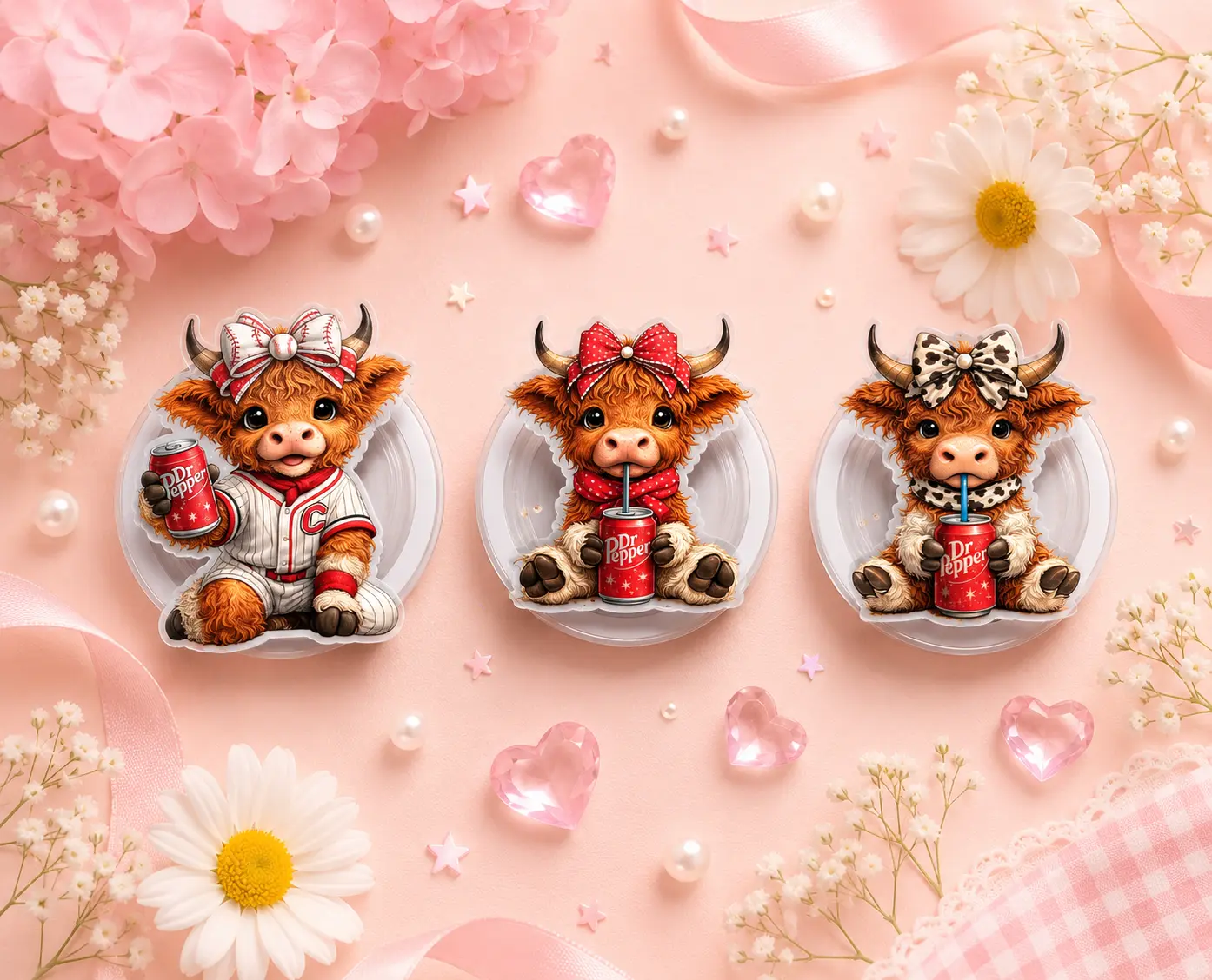 Red Coke Highland Cow Phone Grip, Coquette Cow MagSafe Phone Holder, Cute Leopard Bow Kindle Grip, Baseball Coquette Acrylic Pop Socket, Girlie Cow Phone Accessory