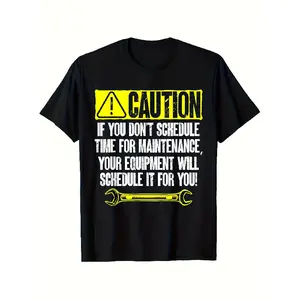 clothing merch flash sale Funny Maintenance Technician T-Shirt - Caution Your Equipment Will Schedule Work Humor - Heavy-Duty 220gsm Cotton Tee - Loose Fit Construction Shirt for Mechanics, Tradesmen, Facility ManagersSame Style for Men and Women 2025 Sum