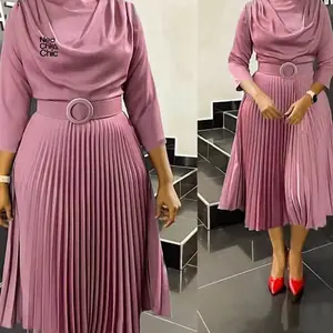 Refined Women's plus Size Solid Color Pleated Dress