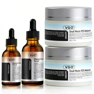🔥VGO Glow Up Skincare Set:Snail Mucin 92% Moisturizer Daily Face Gel Cream for All Skin Types, 50g Hydrate Nourishing Facil Serum,30ml / 60ml Comfort Skincare Face Serum Sensitive Daily Moisturizer Hydrating,Gentle Formula Ideal for Sensitive Skin