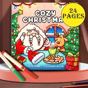 Autumn Hygge Christmas Coloring Book, Soft Cover, 24 Pages, 20cm X 20cm, Stress Relief & Relaxation, Perfect Gift for Kids & Adults