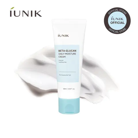[IUNIK Official] Beta Glucan Daily Moisture Cream | Beta-Glucan, Centella Asiatica, Red Fruits Complex | Lightweight Barrier Gel-Cream for Dry & Sensitive Skin | Daily Hydration & Fast Soothing Care (60ml / 2.02 fl oz) | Korean Skincare, K-Beauty