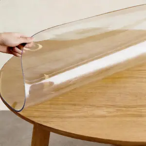 Waterproof Oilproof Easy Clean Round Clear Durable Table Mat For Office Heavy Duty Spill Proof Circular Table Protector Cover for Dining Table Coffee Table End Table Wood Surface Protection Scratch Resistant Cut to Fit BPA Free Transparent Vinyl Pad