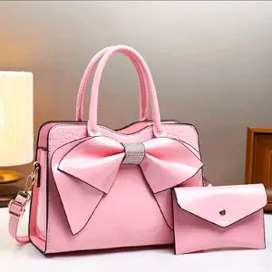Women's Patent Leather Handbag Set with Bow - Shoulder & Crossbody Bag Includes Matching Pouch for Everyday Use or Special Occasions Gift for Mom – Mother's Day