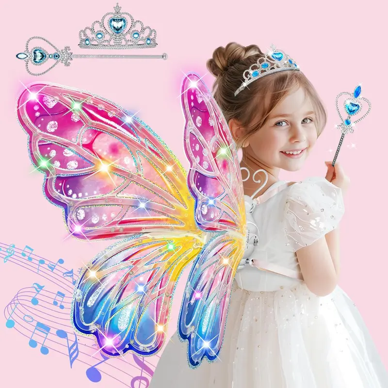 sachin and babi light blue dress Rainbow fairy princess costume; princess tutu dress w/ crown, wand, wings; fairy  princess birthday; fairy costume for girls; fairy dress up main image 1