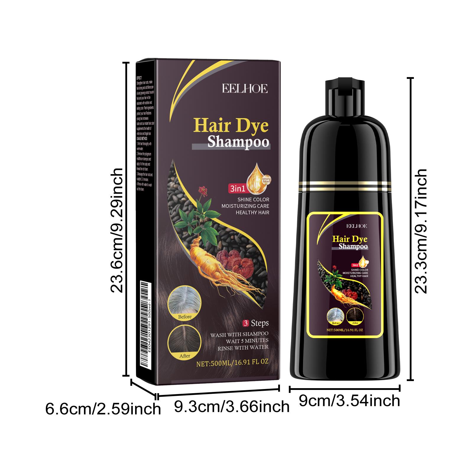 500ml He Shou Wu Plant Extracts Black Color Liquid Shampoo - Gentle Cleansing, Nourishing, Repairing, Smoothing Haircare Product for Coarse Hair, Suitable for All Hair Types