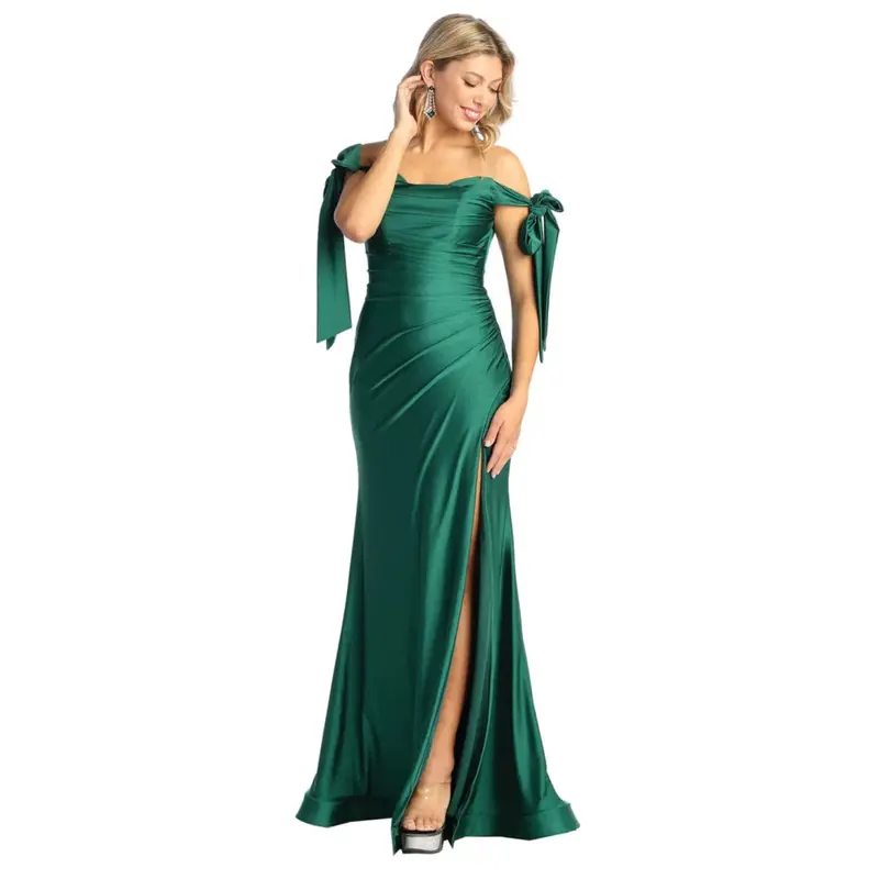 hunter green satin bridesmaid dresses Hunter Green Satin Cowl Neck Bridesmaid Dress Mermaid Floor-Length main image 0