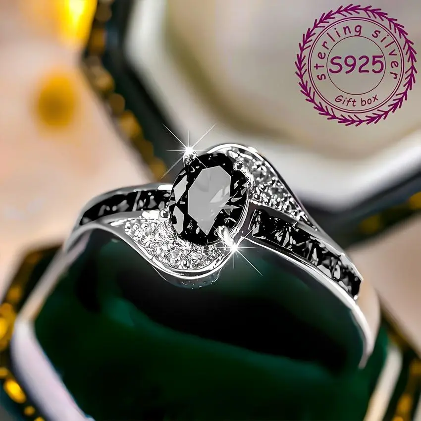 925 Sterling Silver Metal Coating Ring - Cute Cubic Zirconia Synthetic Diamond, Celestial Theme Cosmic Star, Bezel Setting, Snug Fit, Elegant Starry Sky Design, Ideal for Weddings, Valentine's Day Gifts for Adults