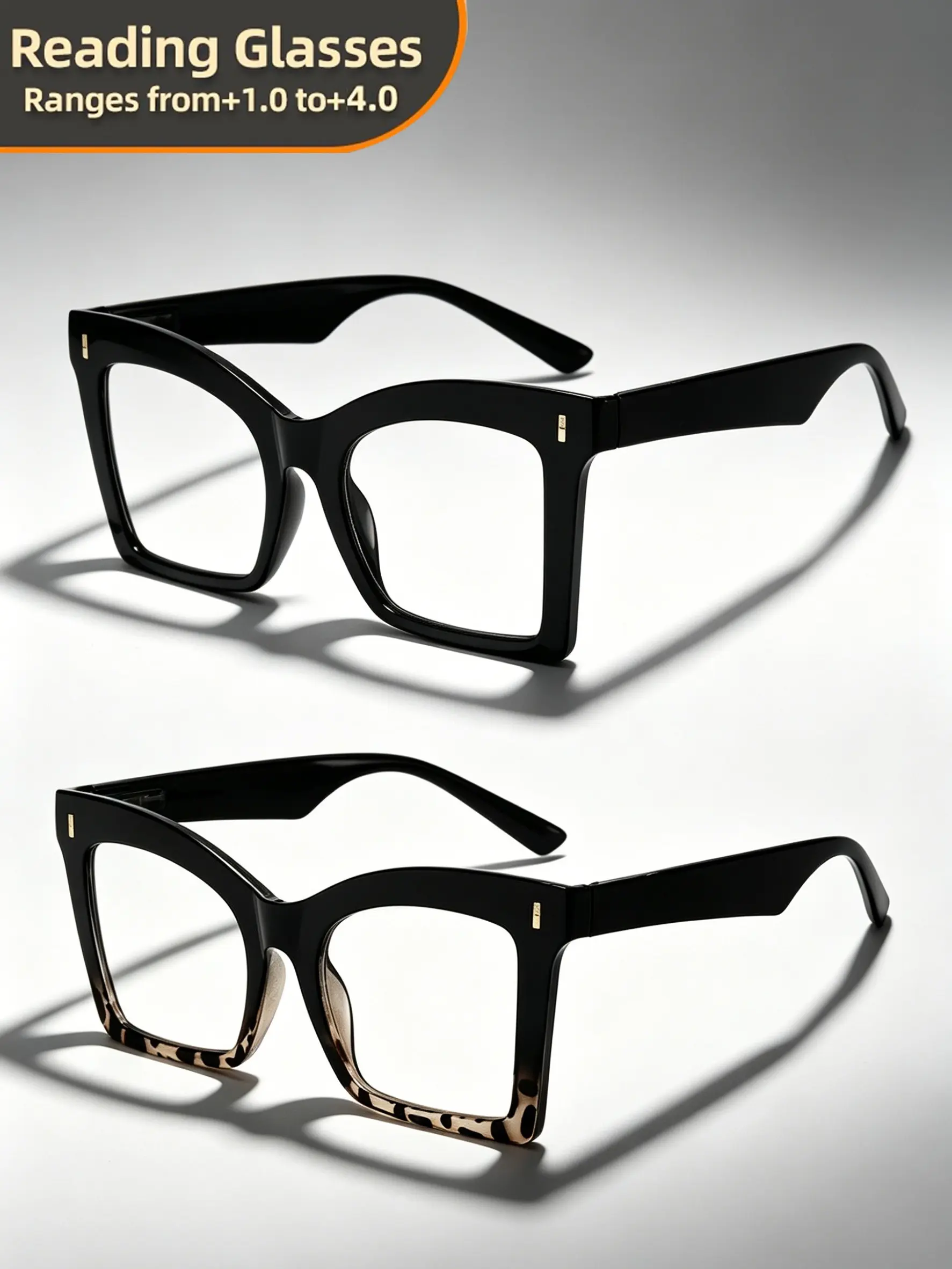 2pcs Ultralight Reading Glasses for Women and Men, Far Sighted Optical Glasses with +1.0 to +4.0 Magnification, Perfect Christmas Gifts