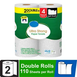 Ultra Strong Paper Towels, White, 2 Double Rolls