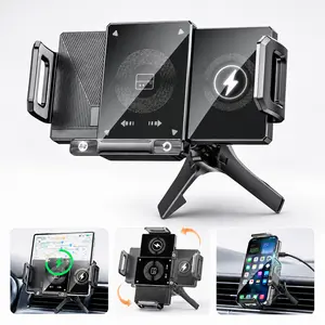 Wireless Car Charger Mount Smart Auto-Clamping, 15W Fast Charging Phone Holder for Car, Sturdy Dual Motor 360° Rotation Air Vent Mount Safe Driving, Compatible with iPhone 17 16 15 Pro Max, Samsung Galaxy Z Fold Flip S24, Android Smartphones
