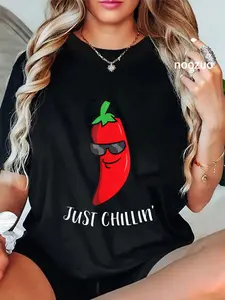 100% Cotton Just Chillin Love Chilis Cinco of Mayo Funny Chili T-Shirt