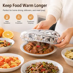 Aluminum Foil Food Cover for Dining Table & Storage Box, Kitchen Wrap to Insulate Dishes and Lock In Original Flavor, Premium Grade Aluminum Material