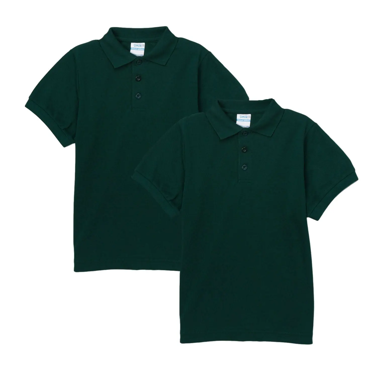 Boy's Premium Quality Pique Polo Uniform Shirt Short Sleeve Hunter Green 2Pack 5-18 BSU01