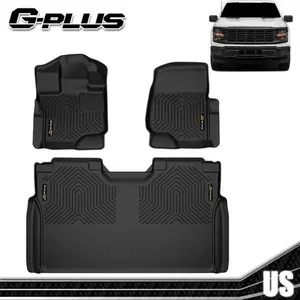 G-PLUS Floor Mats Fit for Ford F150 2015-2025 Super Crew (Includes 2022-2025 Lightning Models) w/o Fold Flat Storage, Custom Fit TPE All Weather Front & 2nd Row Floor Liners Truck Mats,3PCS Black